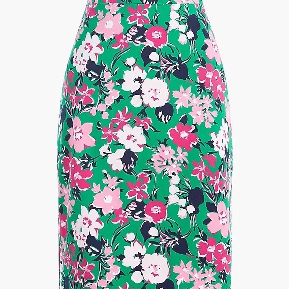 J. Crew Floral Pencil Skirt in Green and Pink - Picture 2 of 6